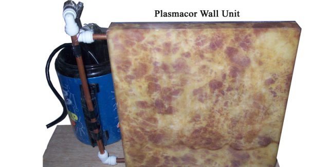 Plasmacor (c) material can be used as water heater, with water circulating in the wall true pipes for being heated by sun rays.